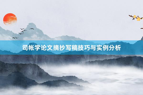 司帐学论文摘抄写稿技巧与实例分析
